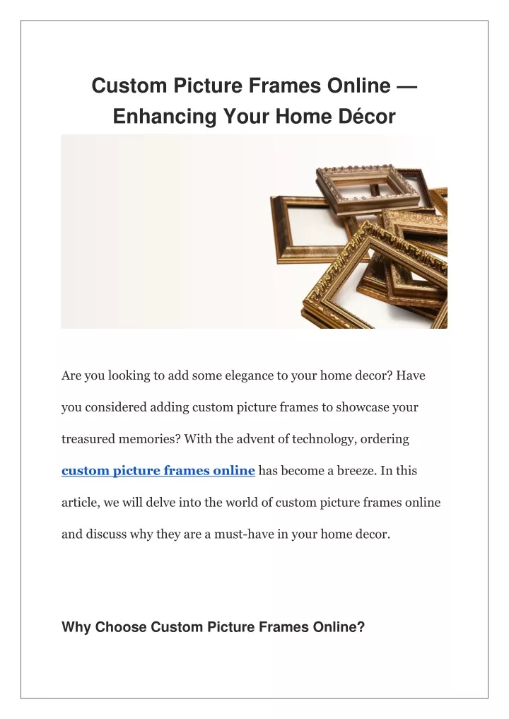 custom picture frames online enhancing your home