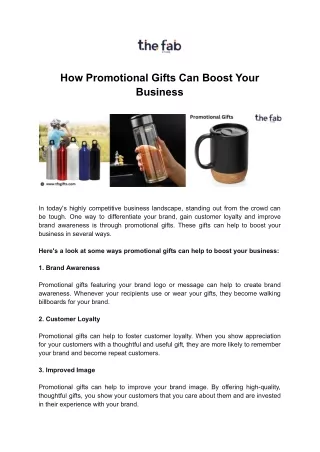 How Promotional Gifts Can Boost Your Business
