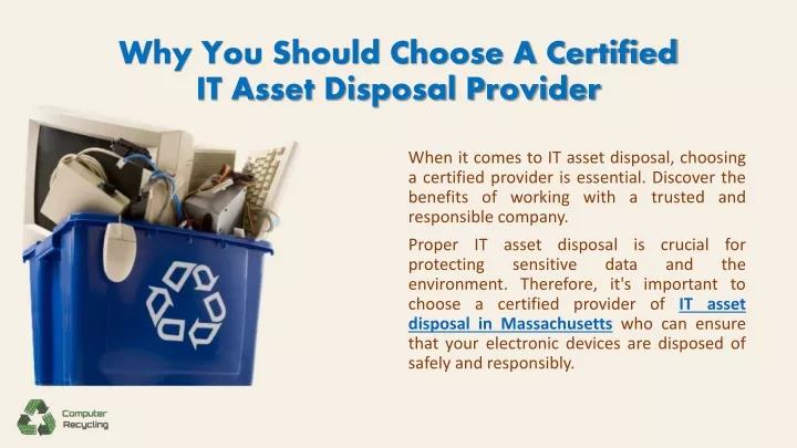 why you should choose a certified it asset disposal provider
