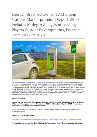 Energy Infrastructure for EV Charging Stations Market premium Report