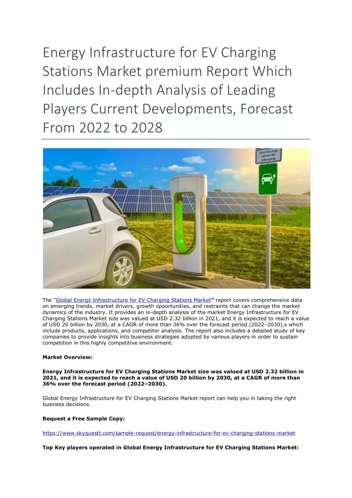 energy infrastructure for ev charging stations