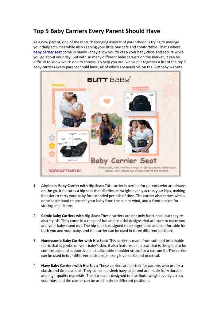 top 5 baby carriers every parent should have