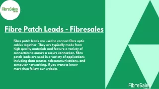 Fibre Patch Leads - Fibresales