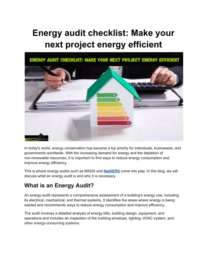 energy audit checklist make your next project