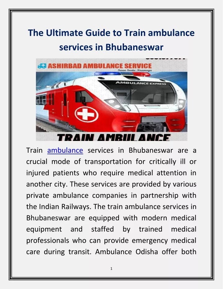 the ultimate guide to train ambulance services