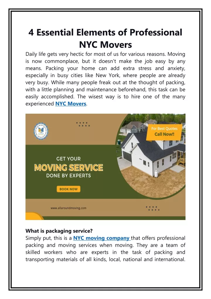 4 essential elements of professional nyc movers