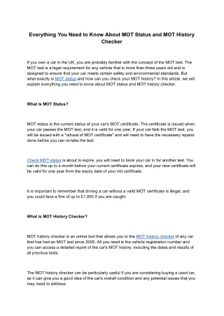 everything you need to know about mot status
