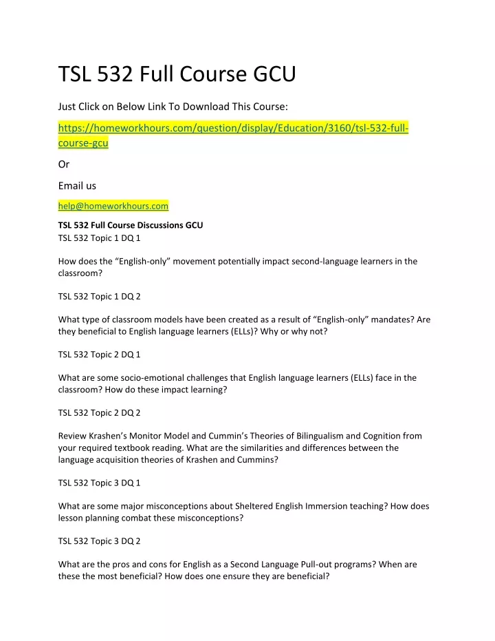 tsl 532 full course gcu