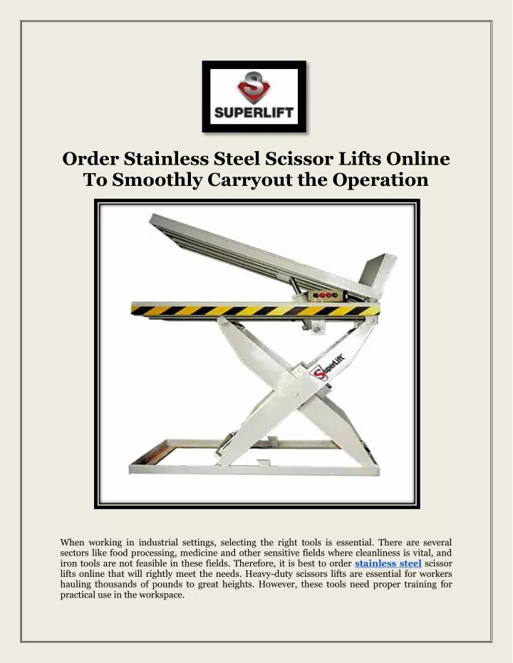 order stainless steel scissor lifts online