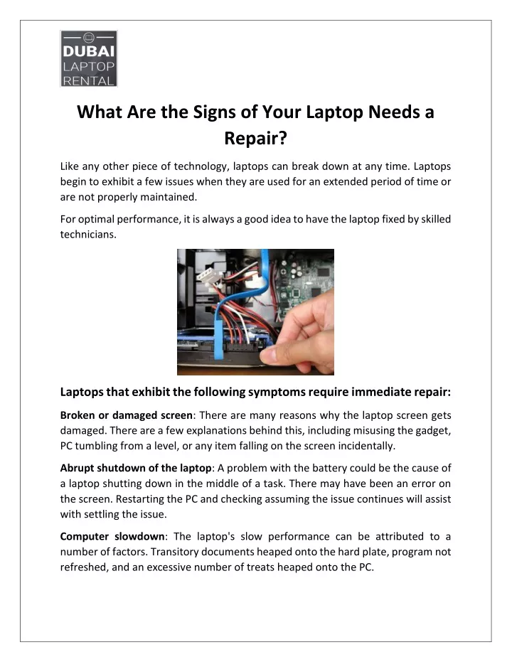 what are the signs of your laptop needs a repair