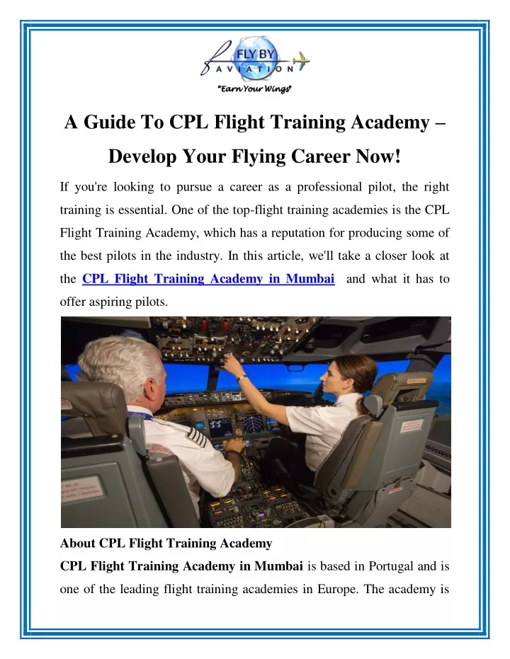 a guide to cpl flight training academy