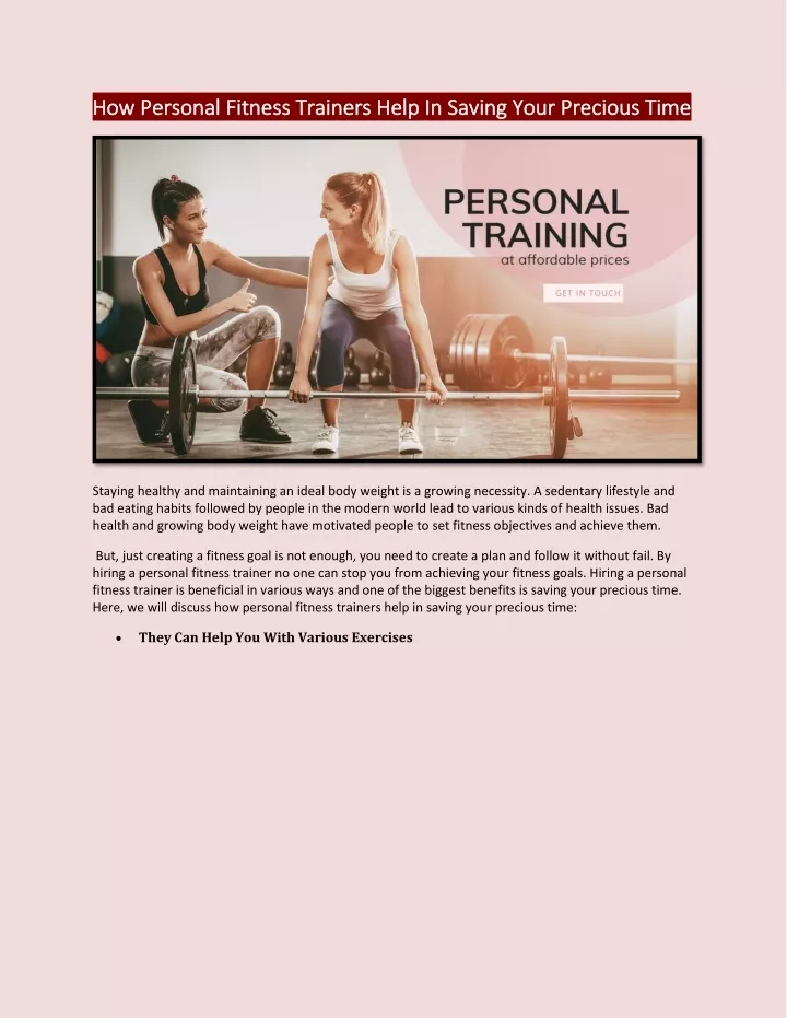 how personal fitness trainers help in saving your