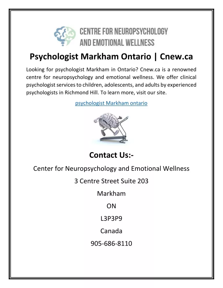 psychologist markham ontario cnew ca