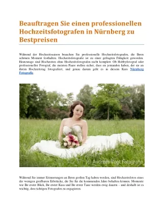 Beauftragen Sie einen professionellen Hochzeitsfotografen in Nürnberg zu Bestpreisen