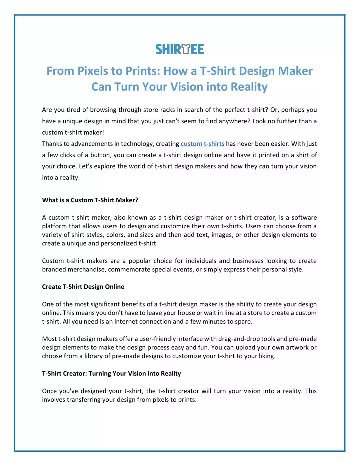 from pixels to prints how a t shirt design maker