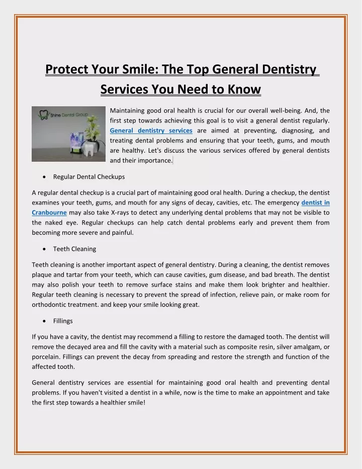 protect your smile the top general dentistry