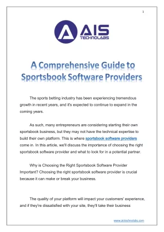 A Comprehensive Guide to Sportsbook Software Providers