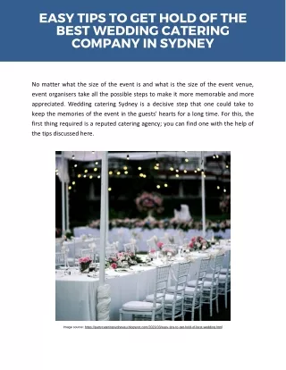 Easy Tips to Get Hold Of The Best Wedding Catering Company in Sydney