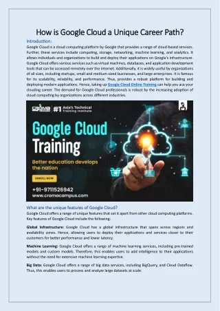 How is Google Cloud a Unique Career Path