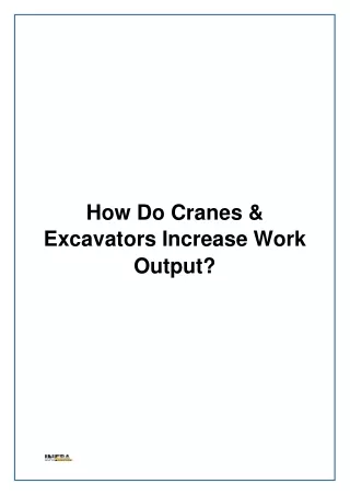 How Do Cranes & Excavators Increase Work Output?