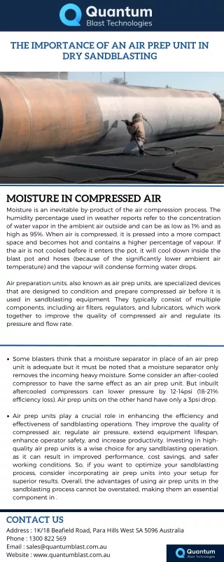 The Importance of an Air Prep Unit in Dry Sandblasting