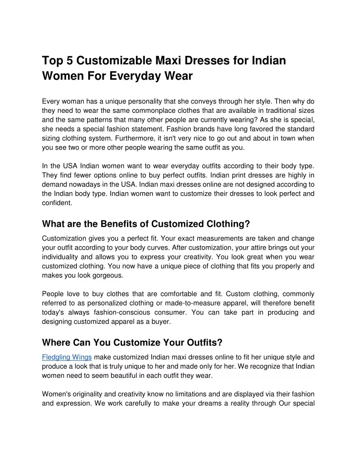 top 5 customizable maxi dresses for indian women