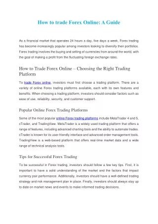 how to trade forex online a guide