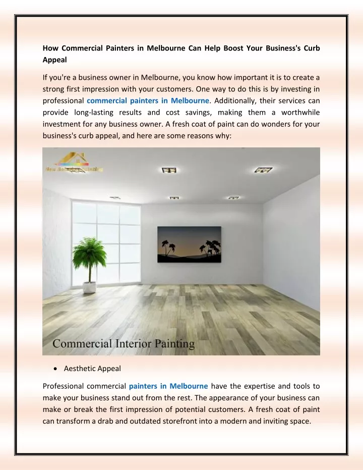 how commercial painters in melbourne can help