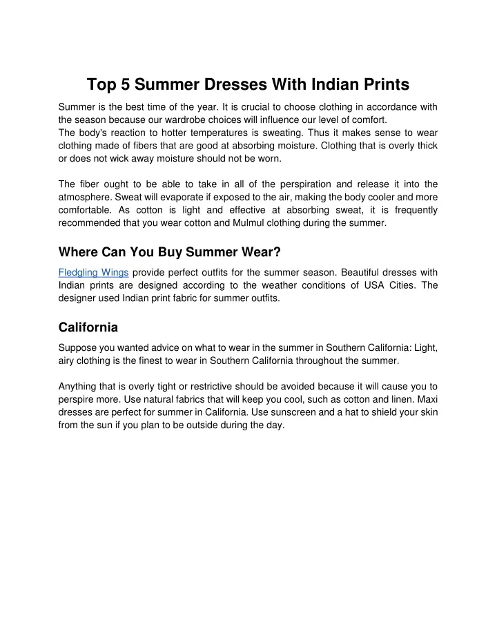 top 5 summer dresses with indian prints