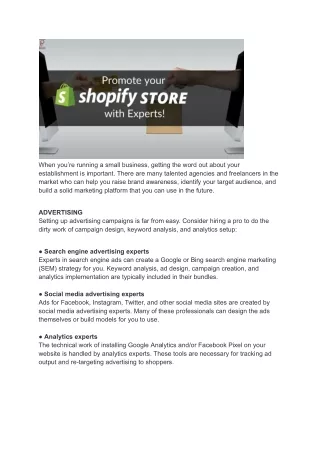 Shopify Experts to Facilitate the Marketing Strategies and Campaigns