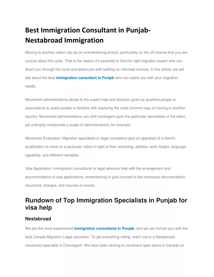 best immigration consultant in punjab nestabroad