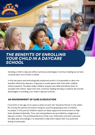 the benefits of enrolling your child in a daycare