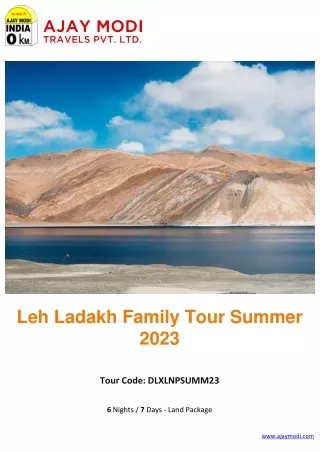 Leh Ladakh Family Summer Tour | Leh Ladakh Tour Packages