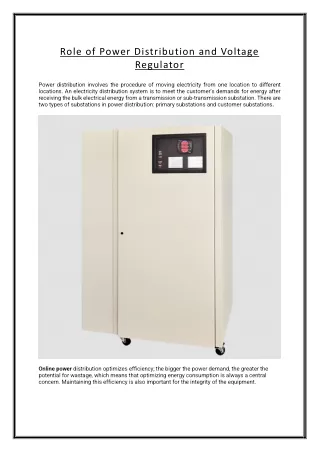 role of power distribution and voltage regulator
