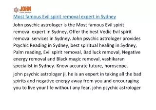Most Famous Evil spirit removal expert in Sydney