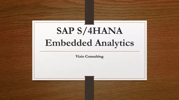 sap s 4hana embedded analytics
