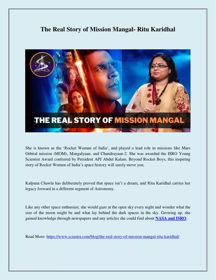 the real story of mission mangal ritu karidhal