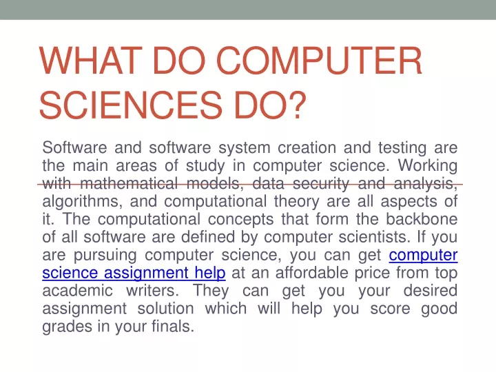 what do computer sciences do