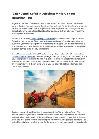 _Enjoy Camel Safari In Jaisalmer While On Your Rajasthan Tour