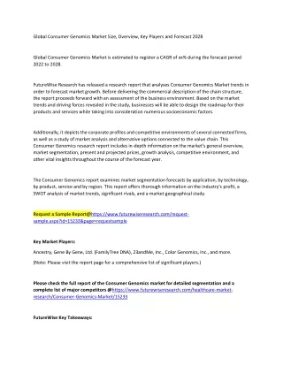 global consumer genomics market size overview