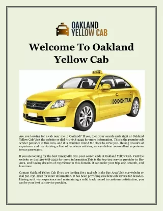 Welcome To Oakland Yellow Cab