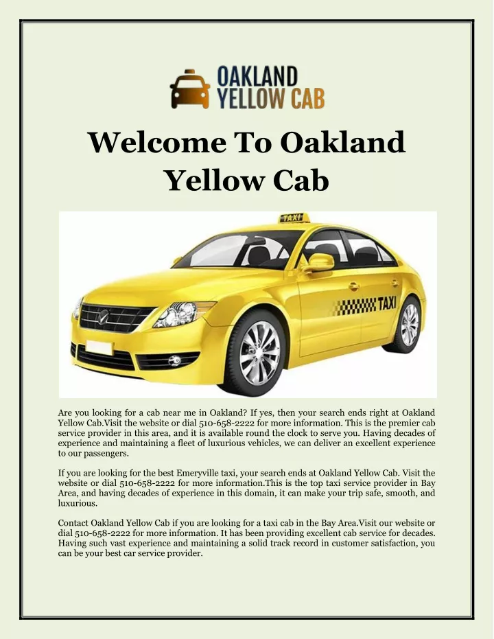 welcome to oakland yellow cab