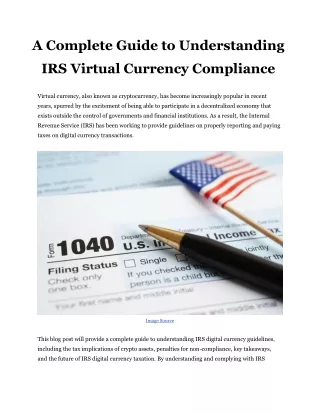 A Complete Guide to Understanding IRS Virtual Currency Guidance