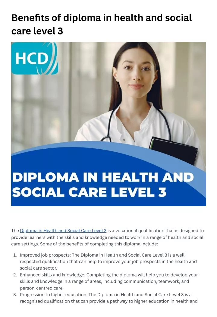 Ppt Benefits Of Diploma In Health And Social Care Level 3 Powerpoint Presentation Id12108063 