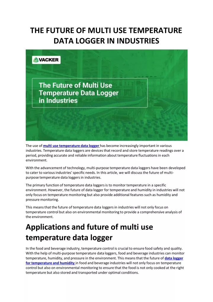 the future of multi use temperature data logger in industries