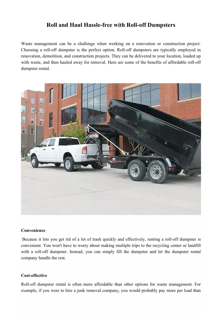 roll and haul hassle free with roll off dumpsters