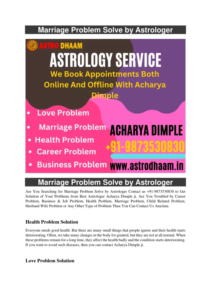 marriage problem solve by astrologer
