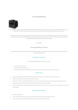 Canon ImageCLASS MF264dw Setup