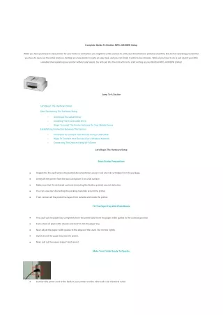 Complete Guide To Brother MFC-J4335DW Setup