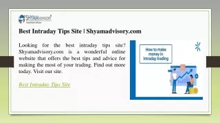 best intraday tips site shyamadvisory com